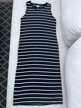 GAP Black, White and Teal Green Striped Sleeveless Dress